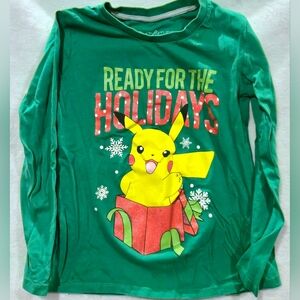 Green Holiday Pikachu Long Sleeve Shirt Medium